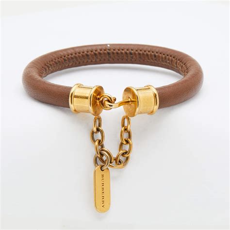 designer leather wrap bracelet burberry|Leather B Shield Bracelet in Gold/rust .